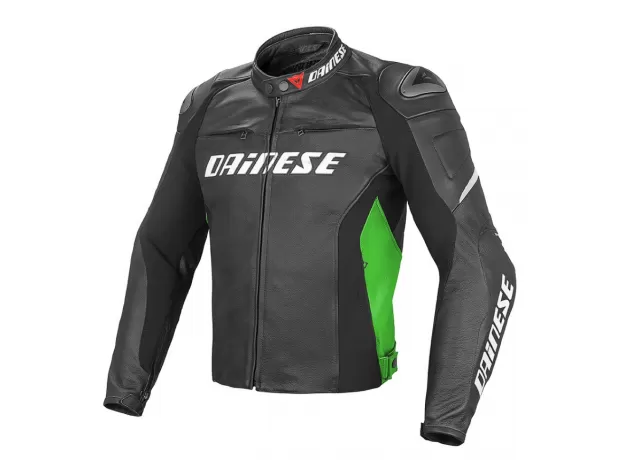 DAINESE Мотокуртка кожаная RACING D1, Размер: 56, Цвет: black/green