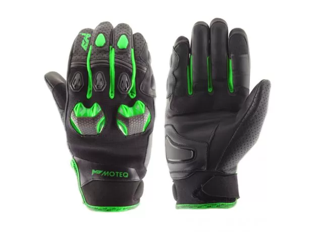 MOTEQ Мотоперчатки Stinger, Размер: XS, Цвет: чeрный/зеленый
