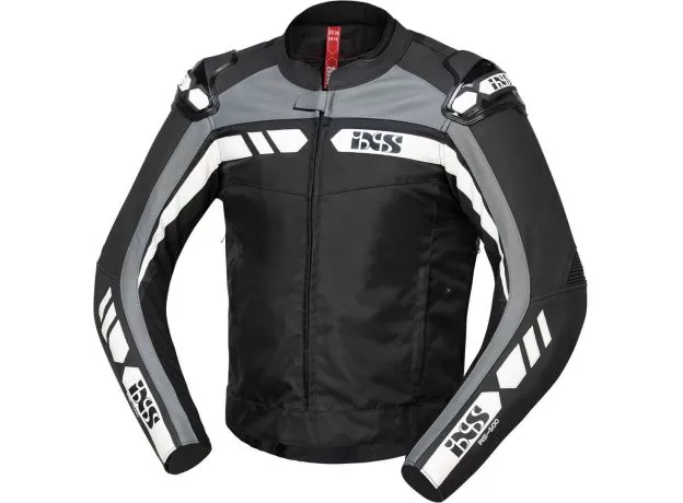 IXS Мотокуртка кожаная RS-500, Размер: 50, Цвет: BLACK-GREY-WHITE