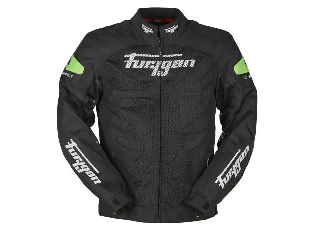 FURYGAN Мотокуртка ATOM VENTED, Размер: L, Цвет: чeрный/зеленый