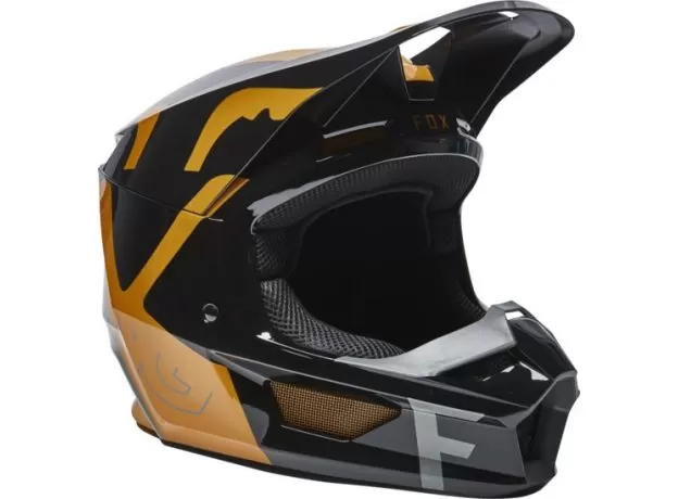 FOX Шлем V1, Размер: XL, Цвет: Skew Black/Gold