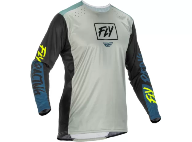 FLY RACING Джерси LITE, Размер: S, Цвет: 2022 серый/бирюзовый/Hi-Vis желтый