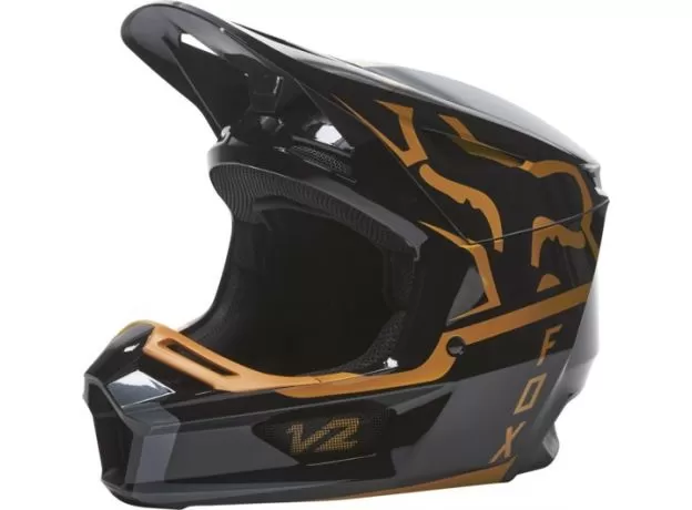 FOX Шлем V2, Размер: L, Цвет: MERZ Black/gold 2022