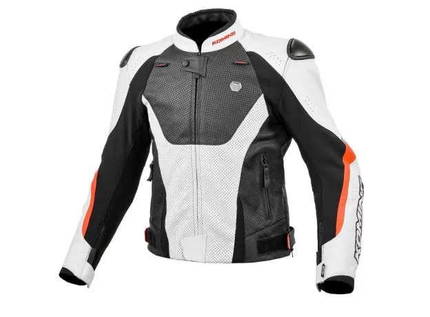 KOMINE Мотокуртка кожаная LJ-536, Размер: 3XL, Цвет: BLACK/WHITE