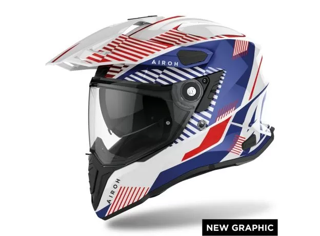 AIROH Шлем COMMANDER, Размер: S, Цвет: BOOST WHITE/BLUE GLOSS