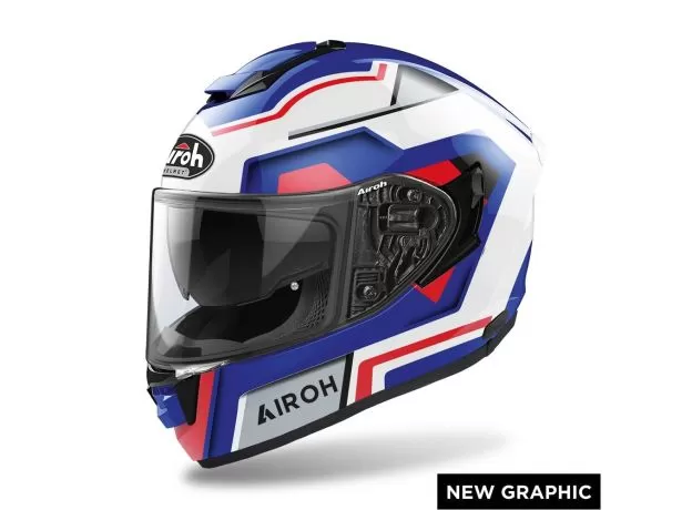 AIROH Шлем ST.501, Размер: L, Цвет: SQUARE BLUE/RED GLOSS