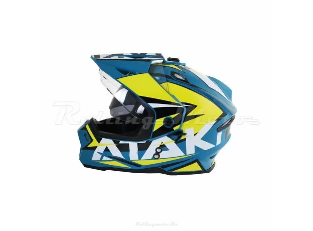 ATAKI Шлем JK802, Размер: M, Цвет: Rampage синий/Hi-Vis желтый глянцевый