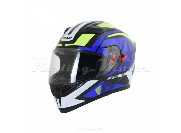 ATAKI Шлем JK316, Размер: L, Цвет: Route синий/Hi-Vis желтый глянцевый