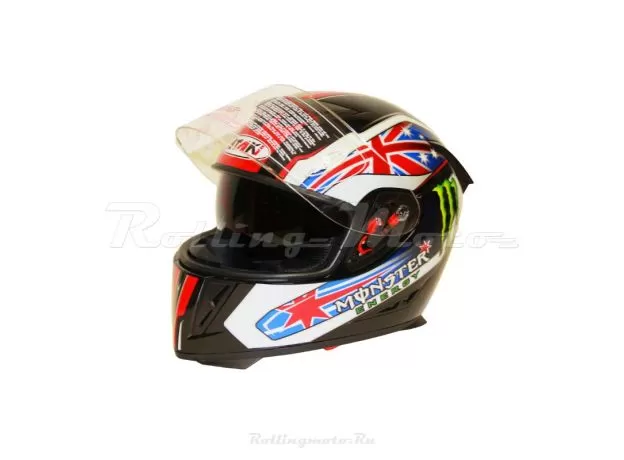 ATAKI Шлем FF311, Размер: M, Цвет: Monster черный глянцевый