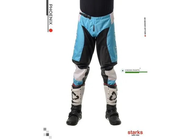 STARKS Кроссовые штаны PHOENIX, Размер: 32, Цвет: Голубой/Черный