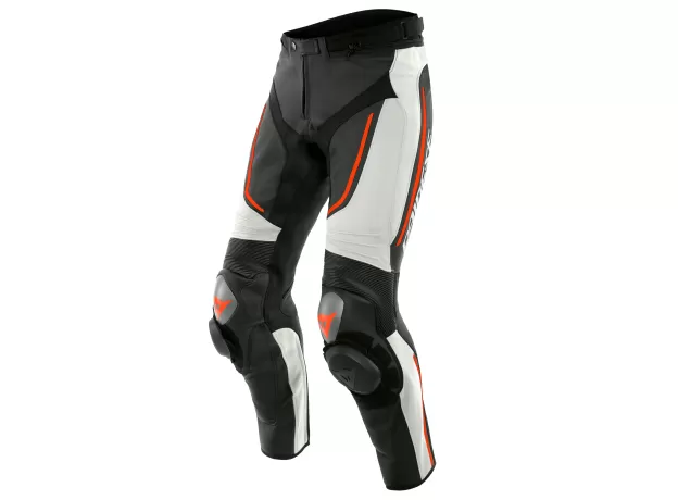 DAINESE Мотоштаны кожаные ALPHA PERF., Размер: 48, Цвет: White/Black/Fluo-Red