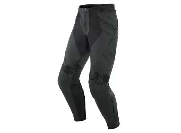 DAINESE Мотоштаны кожаные PONY 3, Размер: 54 укороченные, Цвет: BLACK MATT