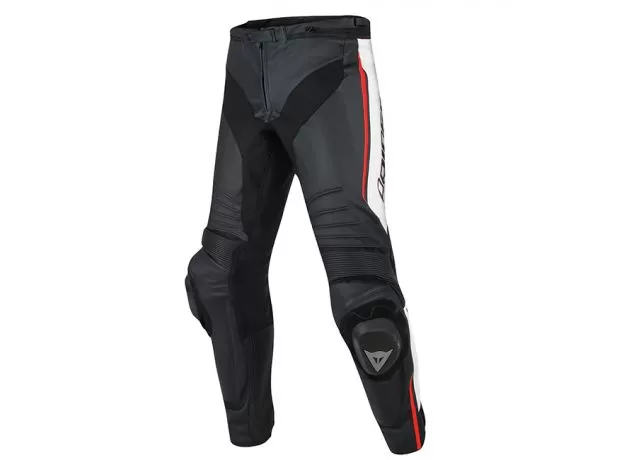 DAINESE Мотоштаны кожаные MISANO, Размер: 50, Цвет: Black/White/Fluo-Red