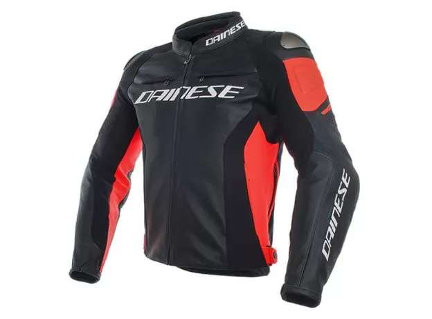 DAINESE Мотокуртка кожаная RACING 3, Размер: 54, Цвет: Black/Black/Fluo-Red