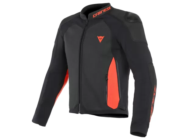 DAINESE Мотокуртка кожаная INTREPIDA PERF., Размер: 58, Цвет: Black/Black-Matt/Fluo-Red