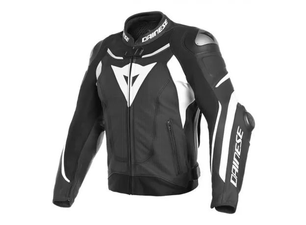 DAINESE Мотокуртка кожаная SUPER SPEED 3 PERF., Размер: 46, Цвет: Black/White/White