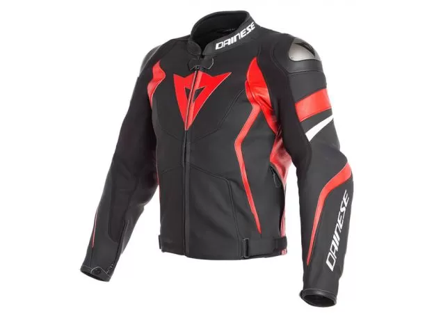 DAINESE Мотокуртка кожаная AVRO 4, Размер: 52, Цвет: Black-Matt/Lava-Red/White