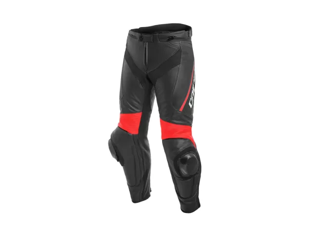 DAINESE Мотоштаны кожаные DELTA 3 PERF, Размер: 44, Цвет: Black/Black/Fluo-Red