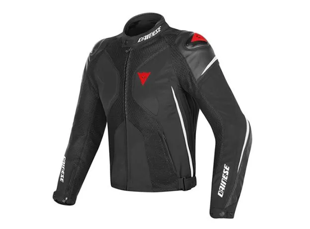DAINESE Мотокуртка кожаная SUPER RIDER D-DRY, Размер: 48, Цвет: Blасk/White/Red