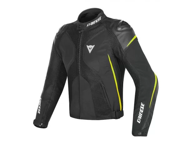 DAINESE Мотокуртка кожаная SUPER RIDER D-DRY, Размер: 48, Цвет: Black/Black/Fluo-Yellow