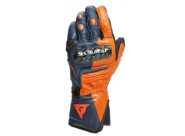 DAINESE Мотоперчатки CARBON 3 LONG, Размер: S, Цвет: Black-Iris/Flame-Orange/Fluo-Red