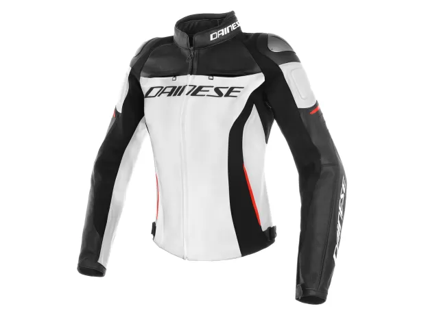 DAINESE Мотокуртка кожаная RACING 3 женская, Размер: 38, Цвет: Black/White/Red