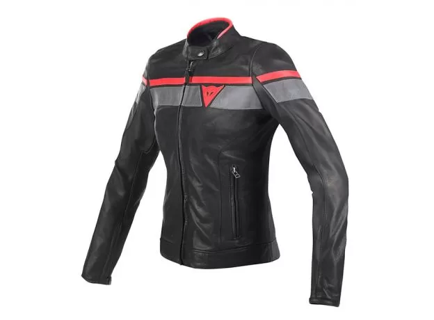 DAINESE Мотокуртка кожаная BLACKJACK женская, Размер: 42, Цвет: black/red