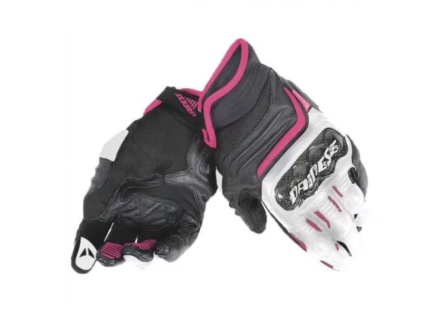 DAINESE Мотоперчатки CARBON D1 SHORT женские, Размер: XS, Цвет: black/white/ fucsia