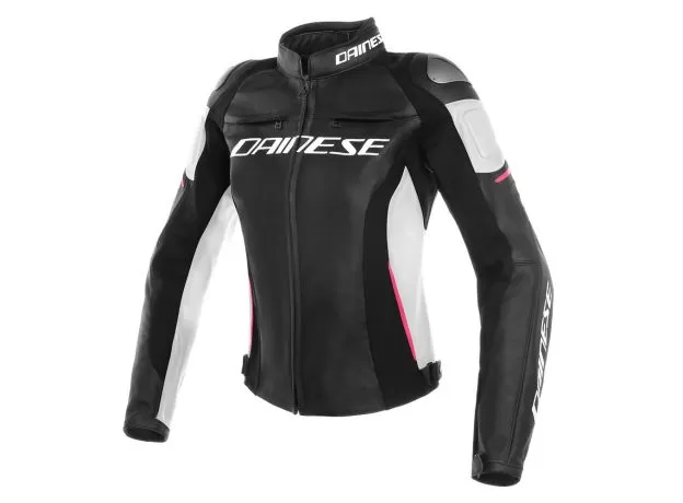 DAINESE Мотокуртка кожаная RACING 3 женская, Размер: 38, Цвет: black/white/fuxia