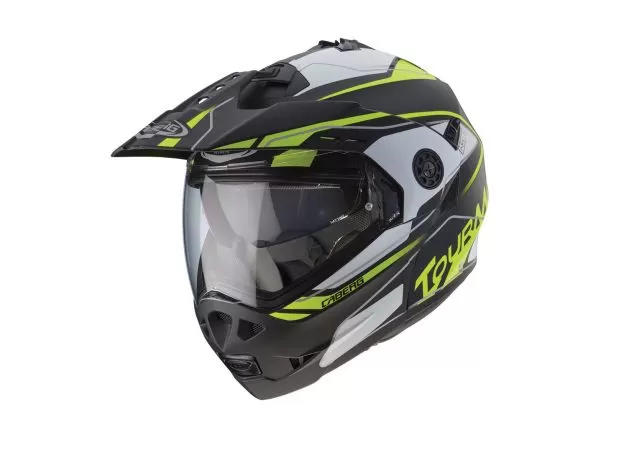 CABERG Шлем TOURMAX, Размер: S, Цвет: MARATHON Черный Матовый/Белый Матовый/Желтый