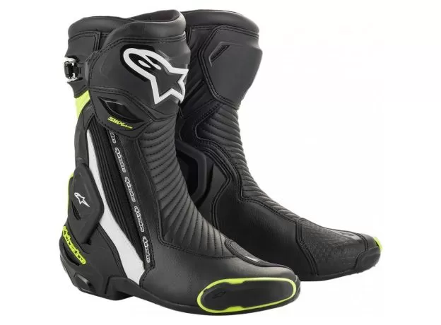 ALPINESTARS Мотоботы SMX PLUS v2, Размер: 41, Цвет: Black/White/Yellow Fluorescent