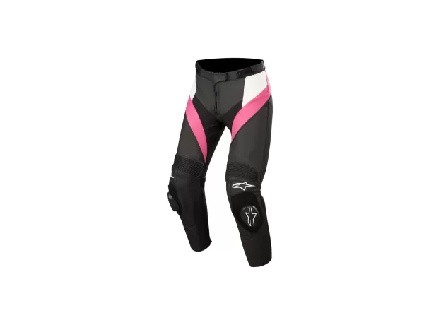 ALPINESTARS Мотоштаны кожаные MISSILE женские, Размер: 48, Цвет: Black/White/Fuchsia