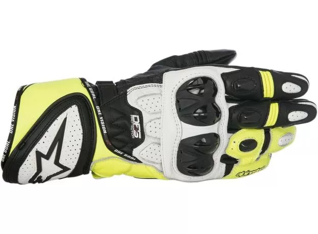 ALPINESTARS Мотоперчатки GP PLUS R, Размер: L, Цвет: Black/White/Yellow Fluorescent