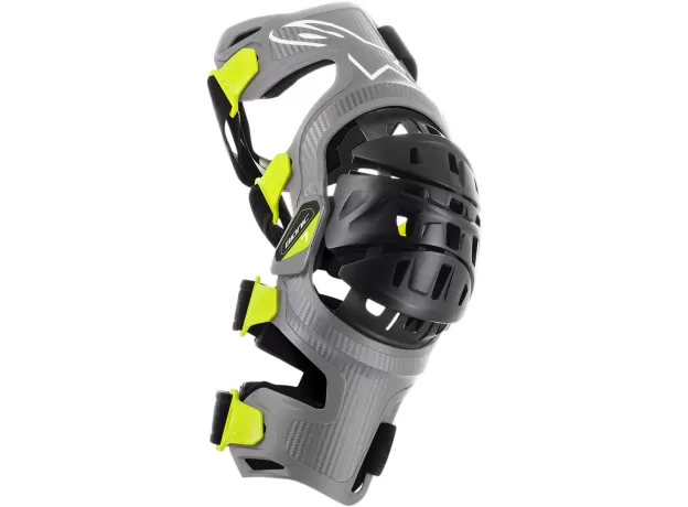 ALPINESTARS Брейсы BIONIC-7, Размер: M, Цвет: Silver/Yellow Fluorescent