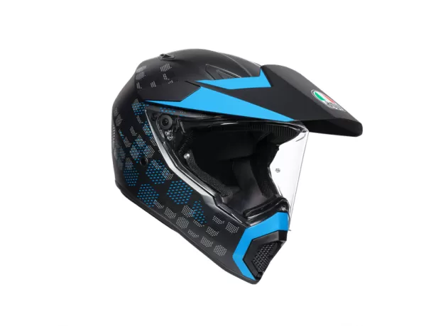 AGV Шлем AX9, Размер: MS, Цвет: MULTI - ANTARTICA MATT BLACK/CYAN