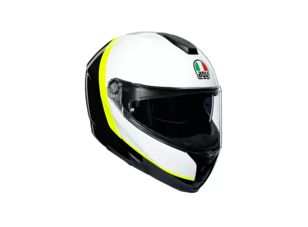 AGV Шлем SPORTMODULAR, Размер: XL, Цвет: MULTI - RAY CARBON/WHITE/YELLOW FLUO
