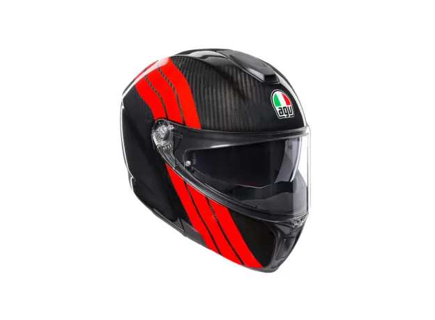 AGV Шлем SPORTMODULAR, Размер: S, Цвет: MULTI - STRIPES CARBON/RED