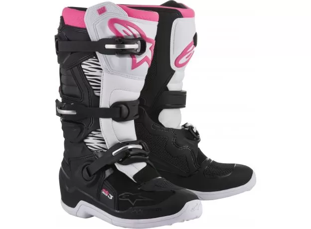 ALPINESTARS Мотоботы TECH 3 женские, Размер: 7, Цвет: Black/White/Pink